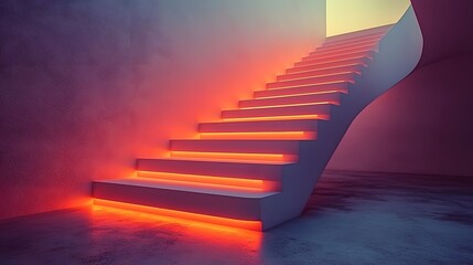 Poster - Glowing Staircase to Success   Business Expansion Concept