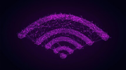 Fototapete - Purple Wifi Signal Network Abstract Background