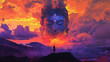 © Adi - Ethereal Deity: Guardian of the Sunset Landscape