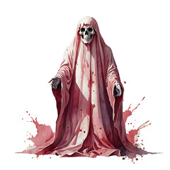 Wall Mural - Pink Ghost Watercolor Illustration - Transparent Background
