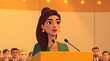 © Michaelyo - Woman Giving Speech at Podium in Front of Audience Illustration