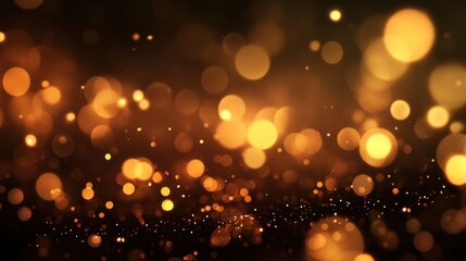 Soft golden bokeh lights on dark blurry background, ideal for elegant banner designs wallpaper AI generated image