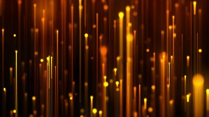 Wall Mural - luminous gold ascent - abstract particle beams video loop on dark backdrop
