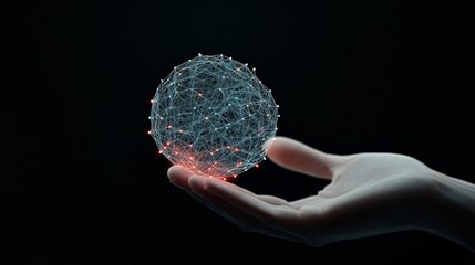 Wall Mural - hand holding a digital sphere symbolizing data connectivity and networks