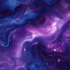 Wall Mural - Abstract purple and blue liquid texture with cosmic swirling patterns