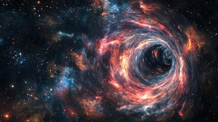 Wall Mural - a breathtaking wormhole collapses inside a nebula, sending shockwaves of luminous particles