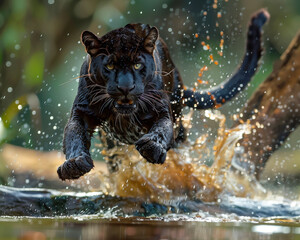 Wall Mural - Black panther coming to camera