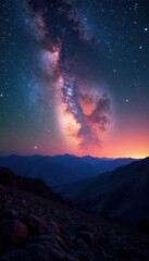 Wall Mural - Vibrant Milky Way core over dramatic Alabama Hills silhouettes , silhouette, cosmic, mountains