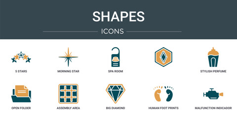 Wall Mural - set of 10 outline web shapes icons such as 5 stars, morning star, spa room, , stylish perfume bottle