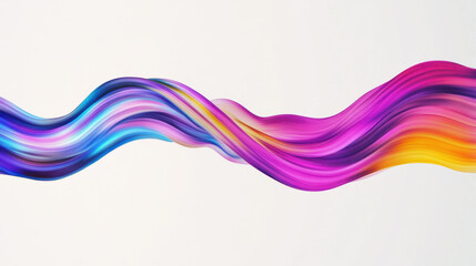 Poster - A colorful, iridescent wave-like shape with fluid curves, set against white. Its vibrant, dynamic colors and shimmering effect make it visually stunning and mesmerizing.