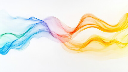 Fototapete - A colorful, iridescent wave-like shape with fluid curves, set against white. Its vibrant, dynamic colors and shimmering effect make it visually stunning and mesmerizing.