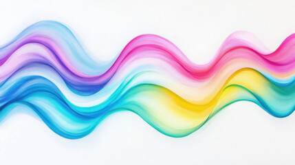 Leinwandbilder - A colorful, iridescent wave-like shape with fluid curves, set against white. Its vibrant, dynamic colors and shimmering effect make it visually stunning and mesmerizing.
