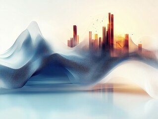 Aufkleber - Abstract Cityscape at Sunset