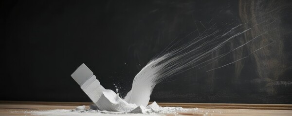 Wall Mural - white chalk on a blackboard with a broken eraser , surface, empty, blank