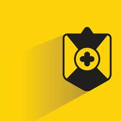 Canvas Print - shield badge icon with shadow on yellow background