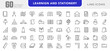 © RI Rafiq - Learning and Stationery line icon set. Including books, students, graduation, drawing, school, knowledge, learning, supplies, and science line icon collection. UI thin line icon pack.