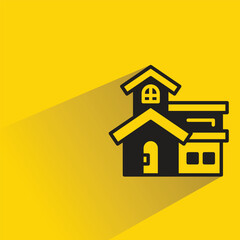 Wall Mural - home icon with shadow on yellow background