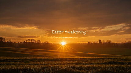 Wall Mural - a radiant sunrise casting a golden glow over rolling fields, 