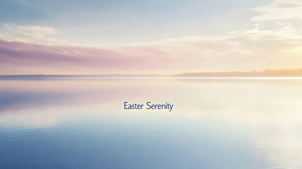 Wall Mural - a shimmering lake reflecting the pastel colors of the sky, 
