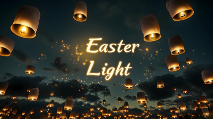 Wall Mural - a sky filled with floating lanterns during an easter vigil, 