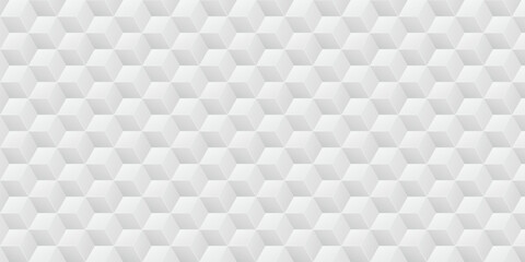 Abstract geometric background with cube pattern. Geometric light gray 3d background featuring hexagonal elements. Monochrome futuristic modern vector design for banner, website, flyer, and cover.