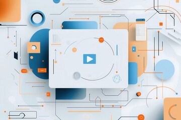 Abstract Geometric Digital Play Button Illustration Design Concept Image Background Creative Art