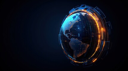 Wall Mural - globe with glowing network connections illustrating digital earth and global communication technolog