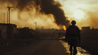 © @foxfotoco - War Torn Streets, U.S. Troops in Fallujah Amidst Smoke and Destruction, Circa 2004