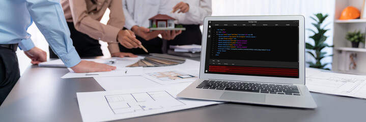 Wall Mural - software development programming on computer screen for brisk application and program coding