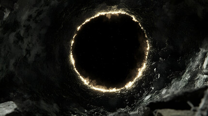 Wall Mural - black hole with light emerging from it in a cosmic and surreal space environment
