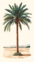 Wall Mural - A Tall Palm Tree Standing Alone in a Desert Landscape