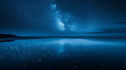 Wall Mural - A night sky reflecting perfectly on a still ocean