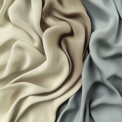 Poster - Abstract Arrangement of Smoothly Folded Fabrics in Beige, Light Brown, and Gray Hues Creating Subtle Textural Waves