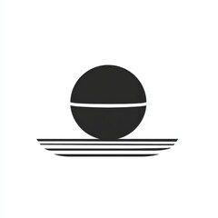 Leinwandbilder - Abstract Graphic Illustration: Dark Circle with Horizontal Line on a Base of Parallel Stripes.
