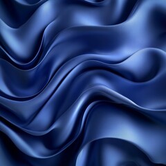 Poster - Abstract Wavy Blue Fabric: A Luxurious Texture with Fluid Movement and Soft Lighting Accents