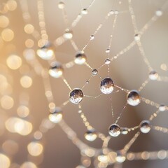 Poster - Dew Drops on Spiderweb: A Sparkling Macro of Nature's Delicate Beauty
