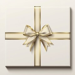Poster - Elegant Gift Box with Cream Ribbon and Gold Trim: A Timeless Presentation of Thoughtful Giving