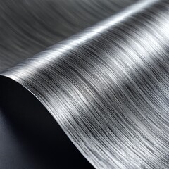 Poster - Elegant Silver Material: A Macro Shot of Flowing Lines and Subtle Textures with Dramatic Shadows