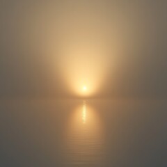 Poster - Golden Horizon: A serene sunrise over calm waters, with the sun's reflection creating a beautiful, minimalist scene.