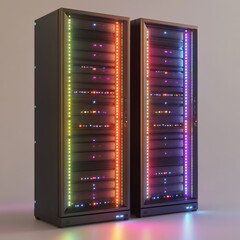 Poster - Illuminated Servers: Data Center Racks Glow with Modern Technology and High-Speed Internet Infrastructure