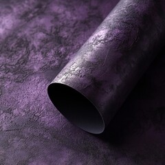 Aufkleber - Textured Elegance: A Close-Up of a Curled, Deep Purple Material Revealing a Dark Inner Layer