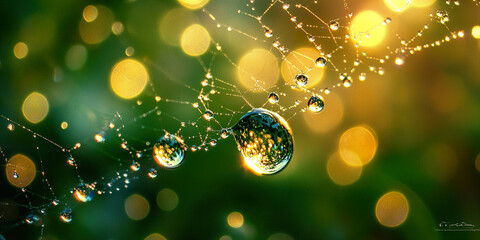 Wall Mural - Dewdrop Spiderweb
