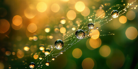 Wall Mural - Dewdrop Spiderweb Macro
