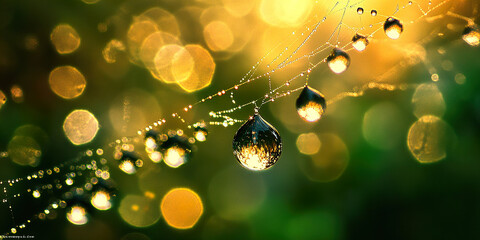 Wall Mural - Dewdrop Spiderweb
