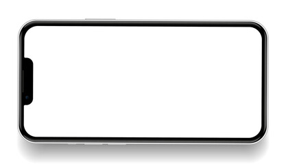Poster - Realistic smartphone mockup. Mobile phone vector with isolated on white background. Device front view. 3D mobile phone with shadow. Realistic, high quality smart phone mockup for ui ux presentation.