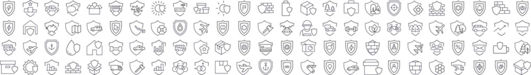 Wall Mural - defence, insurance, protection modern outline style icons for design, cards, apps, social networks