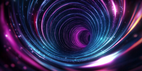 Poster - Wormhole tunnel rotating in hyperspace with glowing streaks of light