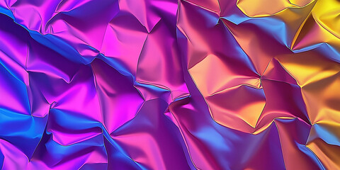 Aufkleber - Colorful crumpled holographic foil creating an abstract iridescent texture
