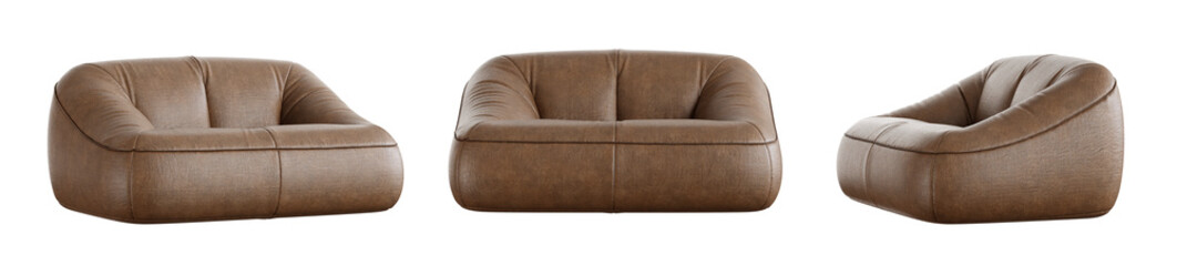 Poster - Sofa set isolated on transparent background. 3D render. 3D illustration.