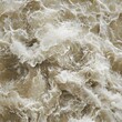 © Textures & Patterns - Turbulent water surface with foamy textures in neutral tones, viewed from above.
